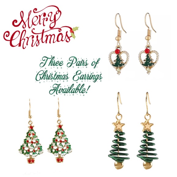 🎄Green Christmas Tree Dangle Earrings with Star - Picture 8 of 9